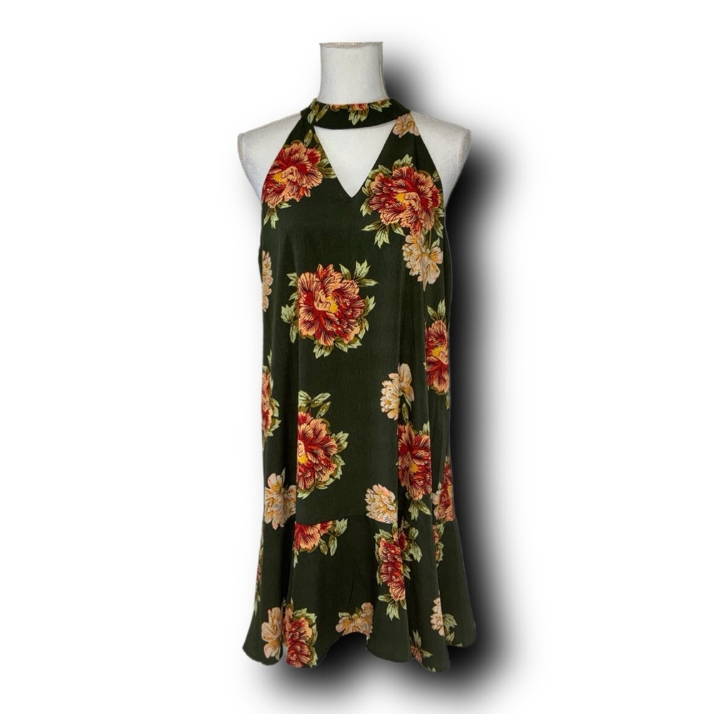NWT Anthropologie Entro Green Floral Halter Dress Y2K Whimsigoth Vibes